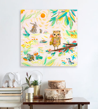 Owl, Buns and Bird Canvas Wall Art