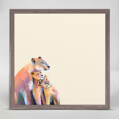You And Me Lions - Neutral Mini Framed Canvas
