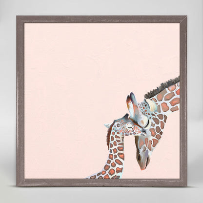 You And Me Giraffe - Pink Mini Framed Canvas