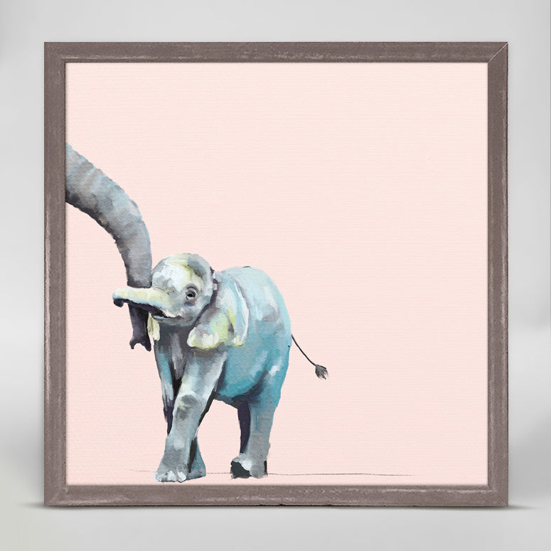 You And Me Elephant - Pink Mini Framed Canvas - GreenBox Art