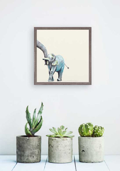 You And Me Elephant - Neutral Mini Framed Canvas