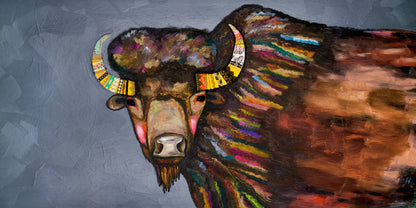 Crowned Bison Canvas Wall Art