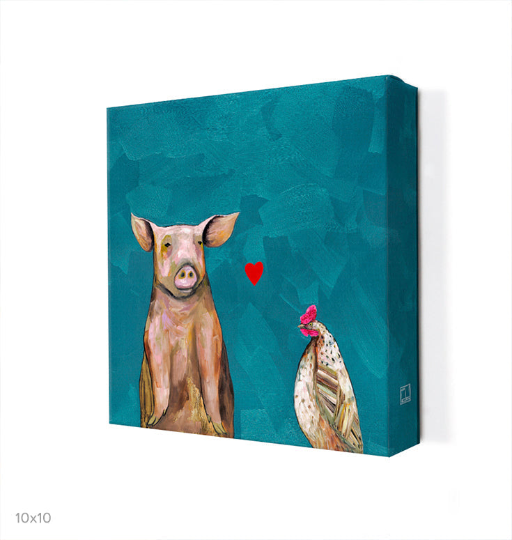 Hen Loves Pig Canvas Wall Art - GreenBox Art