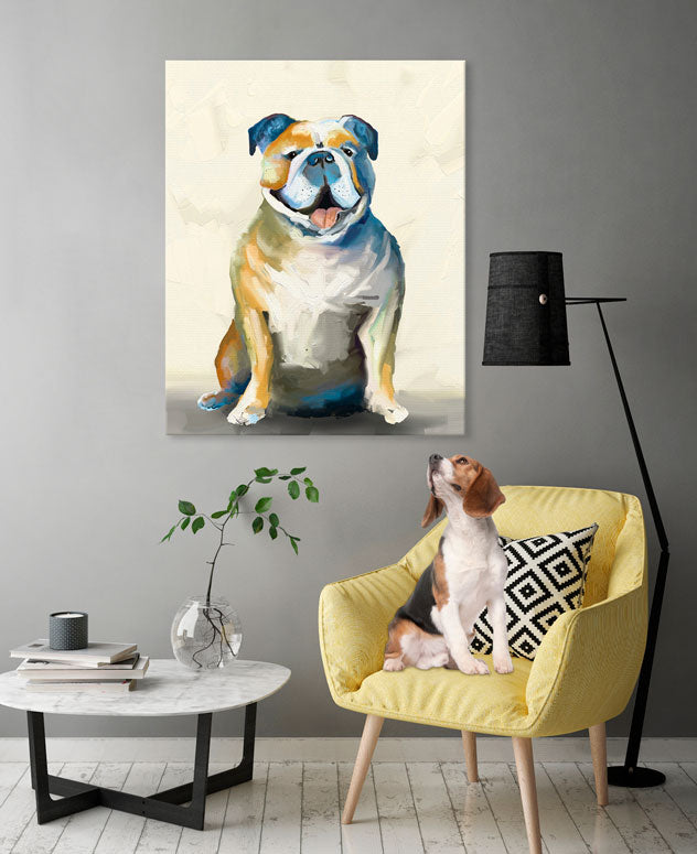 Best Friend - Bulldog On Cream Canvas Wall Art