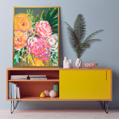 Fifties Flowers Canvas Wall Art - GreenBox Art