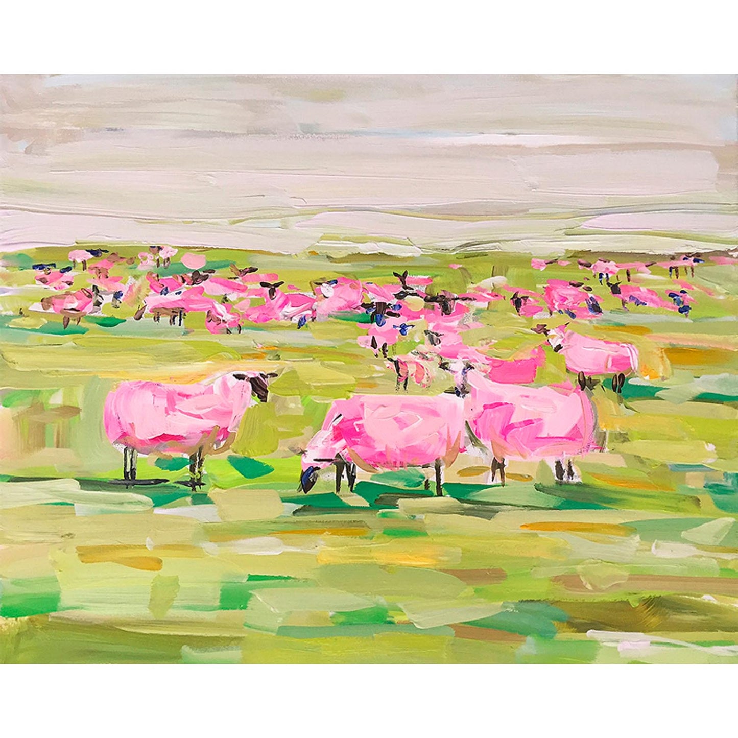 Pink Sheep Canvas Wall Art - GreenBox Art