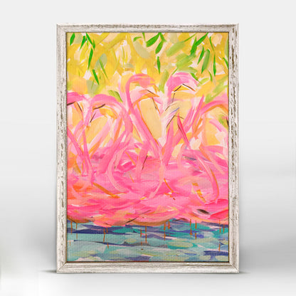 Flamingos In A Grove Mini Framed Canvas
