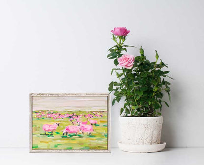 Pink Sheep Mini Framed Canvas