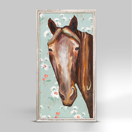 Horse - Floral Mini Framed Canvas - GreenBox Art