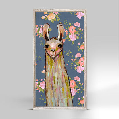 Baby Llama - Floral Mini Framed Canvas