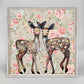 Dancing Deer - Floral Mini Framed Canvas