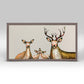 Flower Deer Family On Cream Mini Framed Canvas