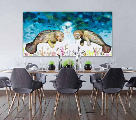 Manatees Canvas Wall Art - GreenBox Art