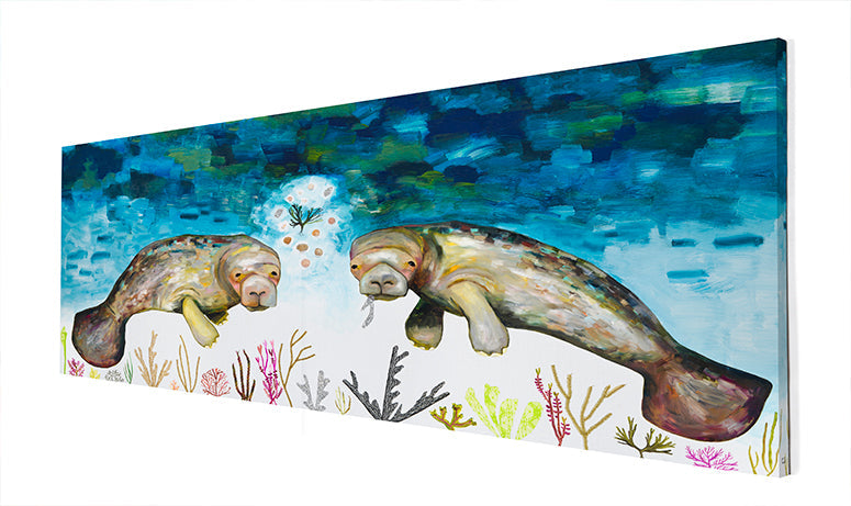 Manatees Canvas Wall Art - GreenBox Art