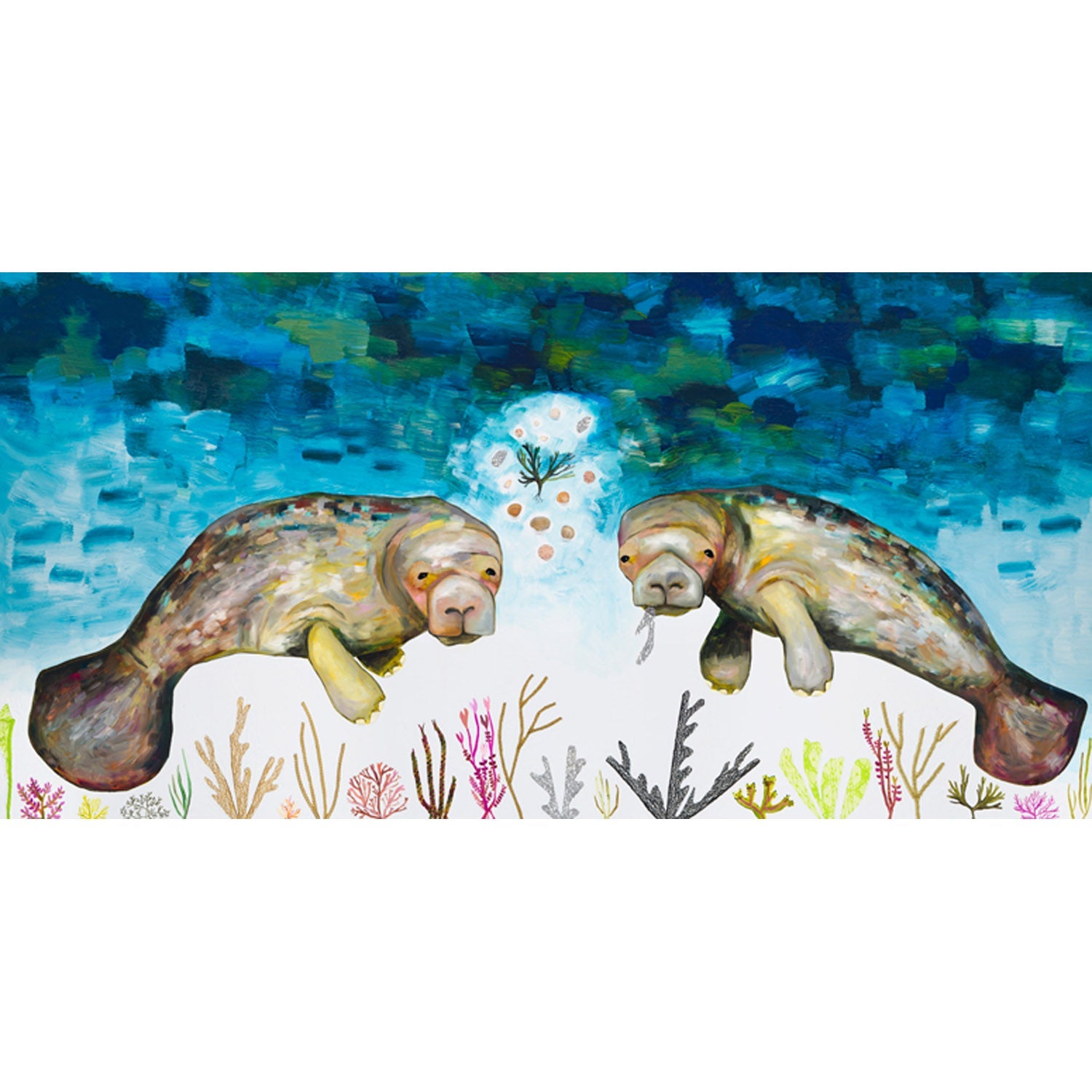 Manatees Canvas Wall Art - GreenBox Art