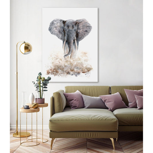 Adult Elephant Portrait Canvas Wall Art
