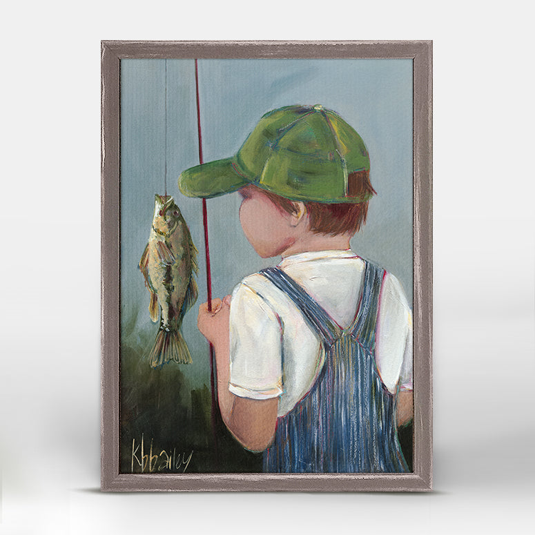 Lil' Fisher Boy Mini Framed Canvas
