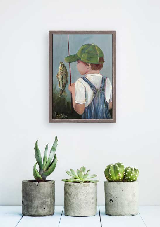 Lil' Fisher Boy Mini Framed Canvas