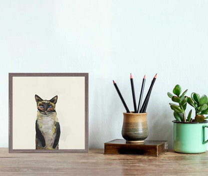 Siamese Cat On Cream Mini Framed Canvas - GreenBox Art