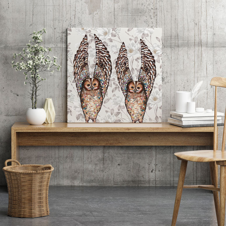 Owl Duo Canvas Wall Art - GreenBox Art