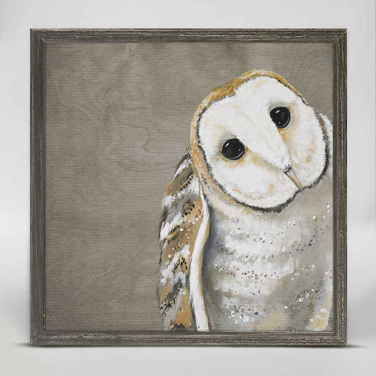 Sweet Barn Owl Mini Framed Canvas