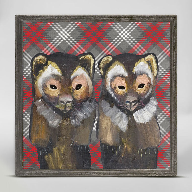 Tartan - Pair Of Wolverines Mini Framed Canvas - GreenBox Art