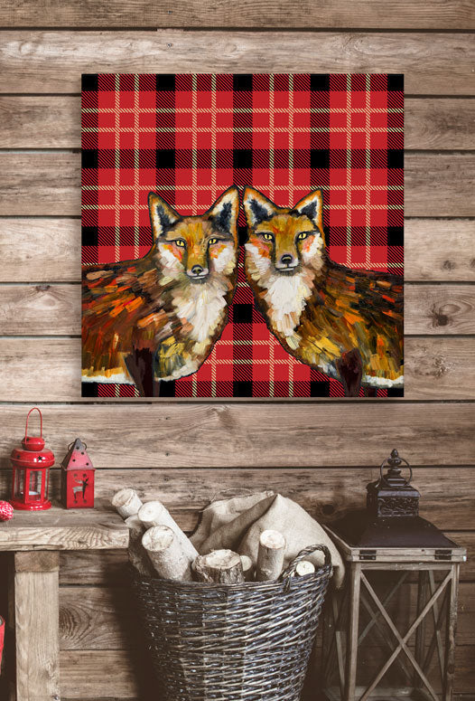 Tartan - Fox Duo Canvas Wall Art - GreenBox Art