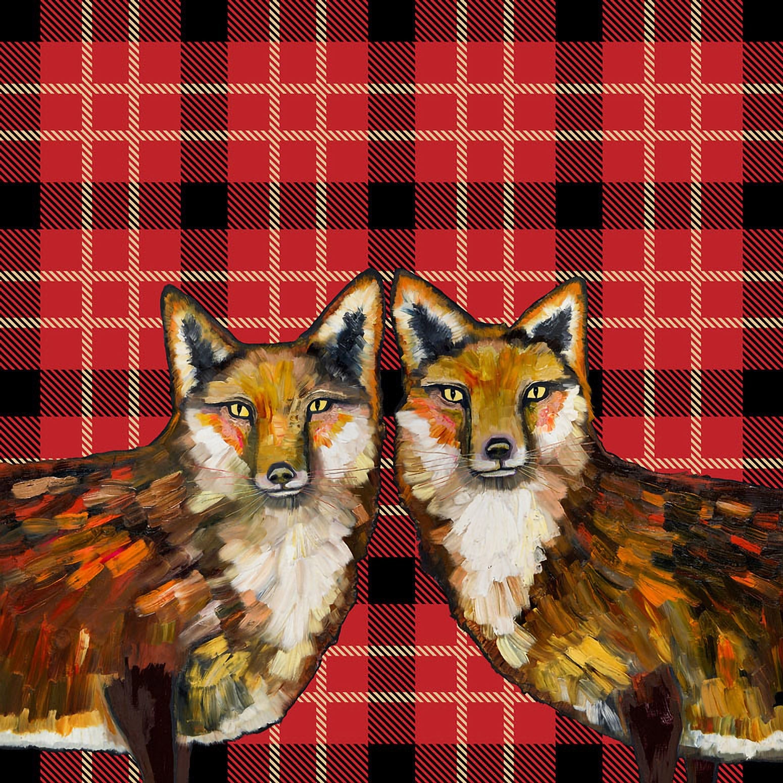 Tartan - Fox Duo Canvas Wall Art - GreenBox Art