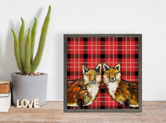 Tartan - Fox Duo Mini Framed Canvas - GreenBox Art