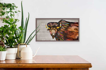 Crowned Bison - Tribal Cream Mini Framed Canvas