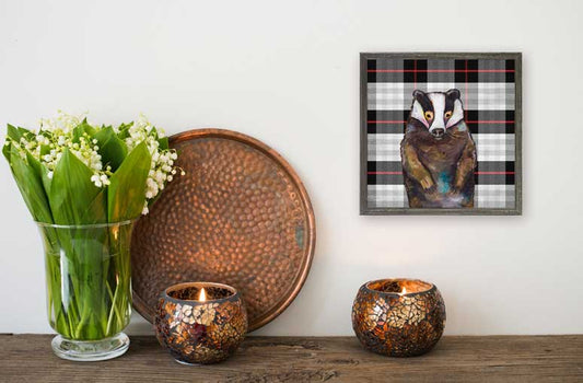 Tartan - Badger Mini Framed Canvas - GreenBox Art