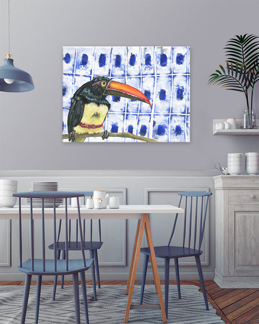 Shibori and Birds - Tropicana Toucan Canvas Wall Art