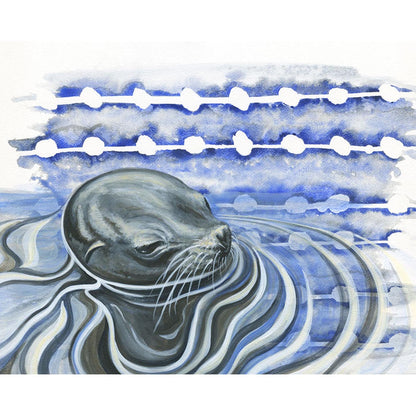 Shibori and Marine Mammals - Coming Up For Air Canvas Wall Art
