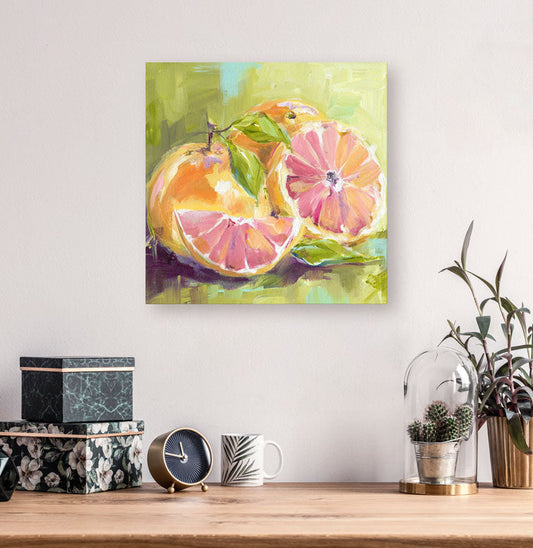 Still Life Grapefruit Canvas Wall Art - GreenBox Art