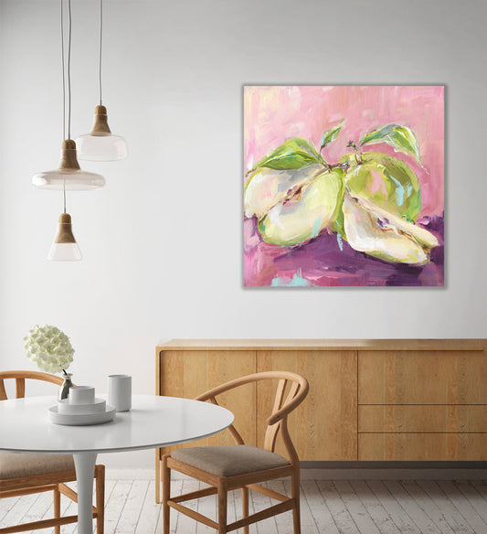 Still Life Green Apples Canvas Wall Art - GreenBox Art