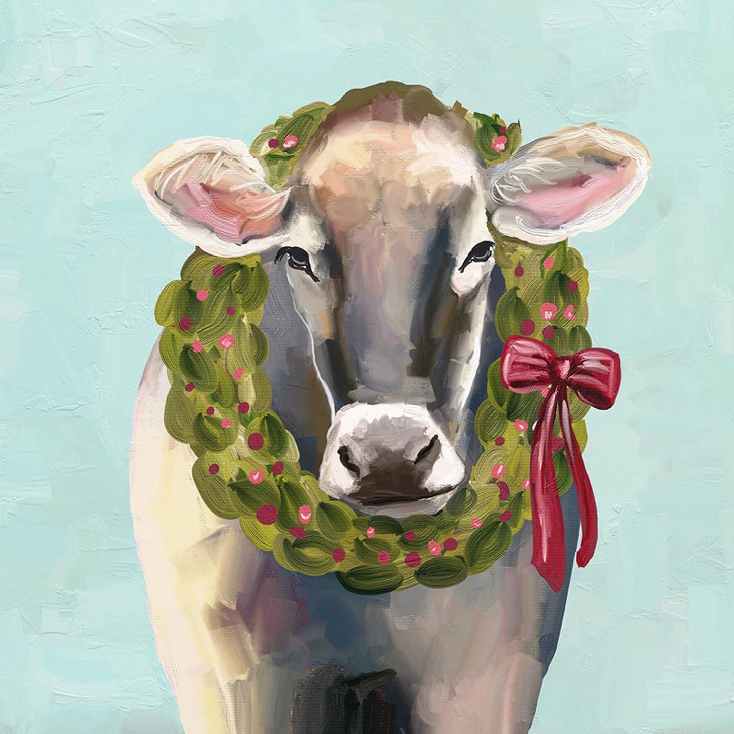 Holiday - Festive Cow Canvas Wall Art