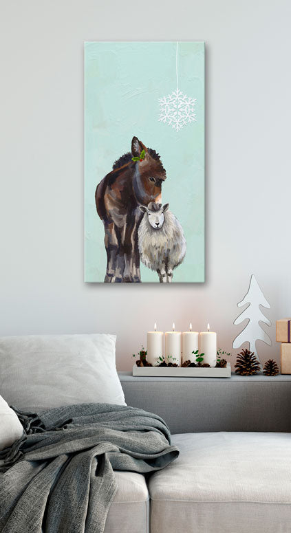 Holiday - Festive Donkey and Sheep Canvas Wall Art - GreenBox Art