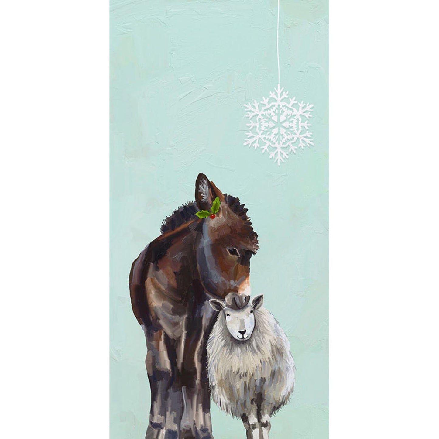 Holiday - Festive Donkey and Sheep Canvas Wall Art - GreenBox Art