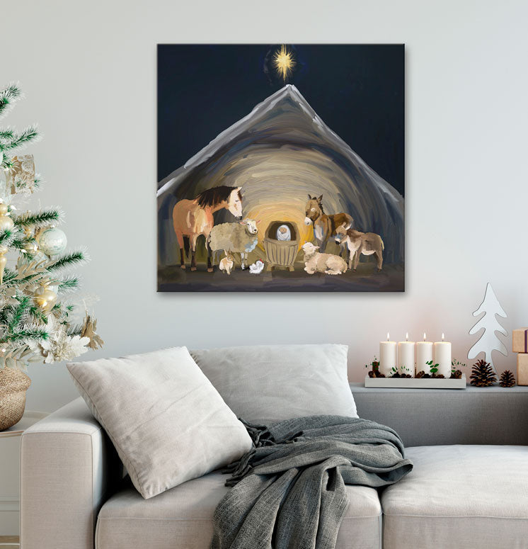 Holiday - Nativity Manger Canvas Wall Art - GreenBox Art