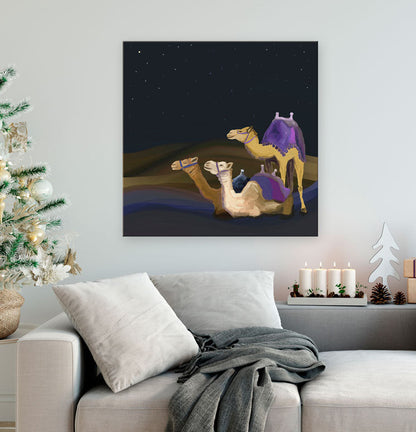 Holiday - Nativity Wise Camels Canvas Wall Art