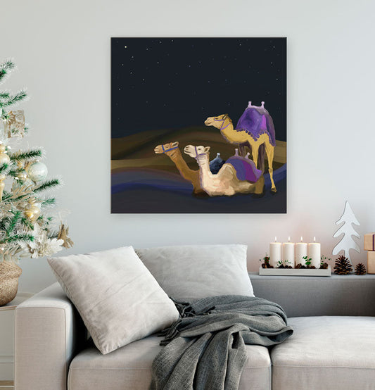 Holiday - Nativity Wise Camels Canvas Wall Art - GreenBox Art