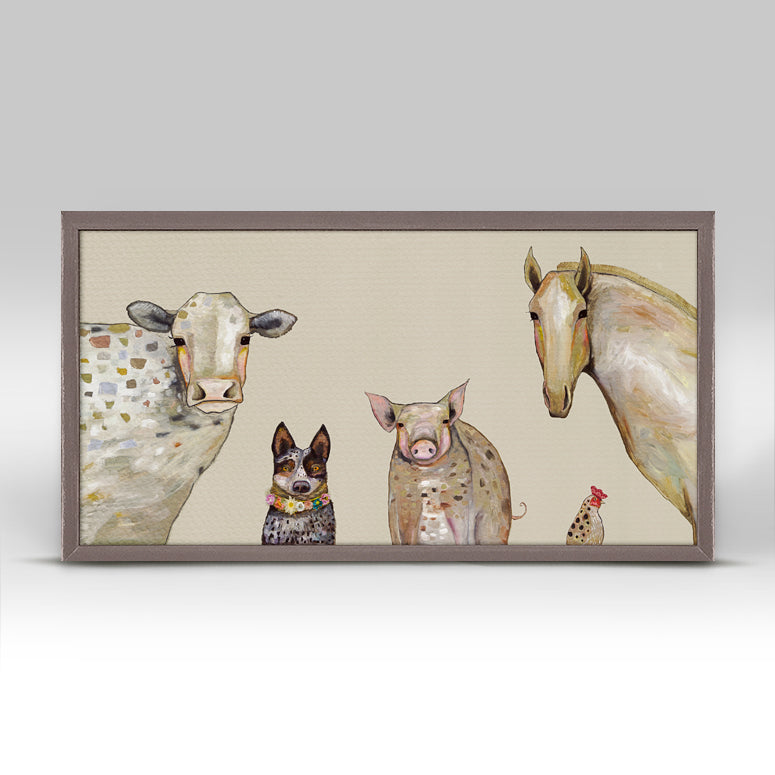 Cattle Dog and Crew Mini Framed Canvas