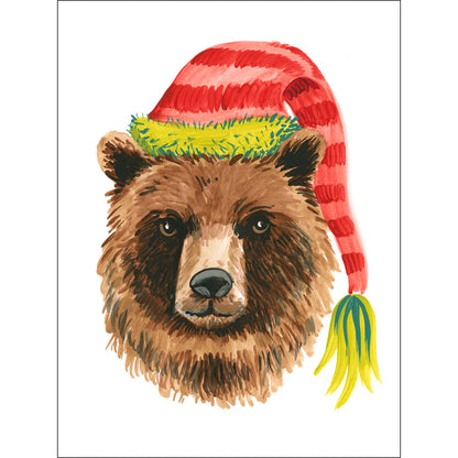 Holiday - Cozy Bear Canvas Wall Art - GreenBox Art