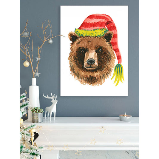 Holiday - Cozy Bear Canvas Wall Art - GreenBox Art