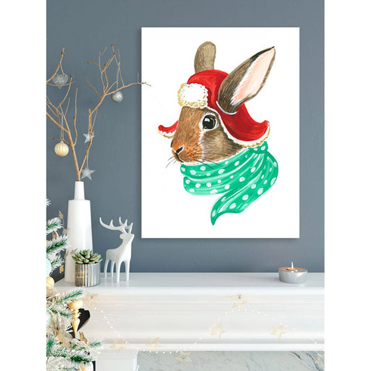 Holiday - Cozy Rabbit Canvas Wall Art - GreenBox Art