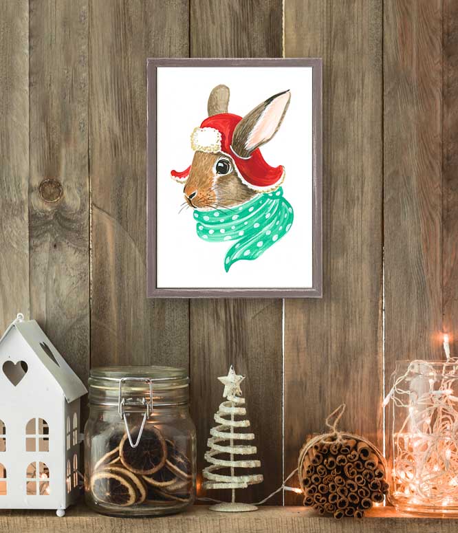 Holiday - Cozy Rabbit Mini Framed Canvas