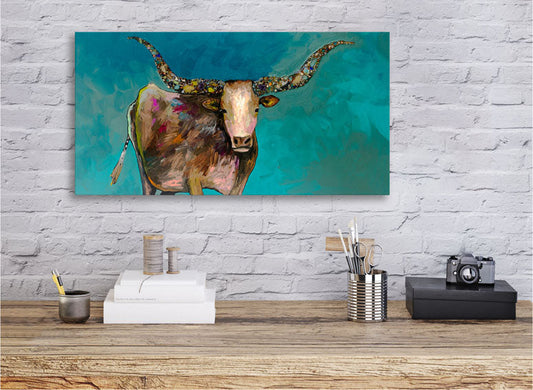 Longhorn Geode with Tail Canvas Wall Art - GreenBox Art