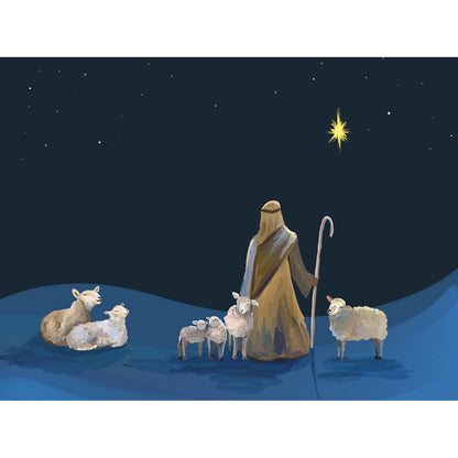 Holiday - Nativity Sheep and Shepherd Canvas Wall Art