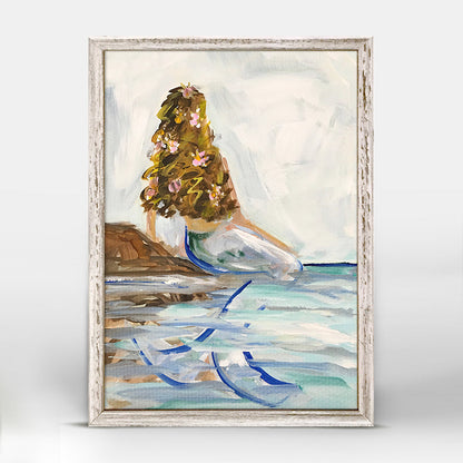 Mermaid In the Sea - Brunette Mini Framed Canvas