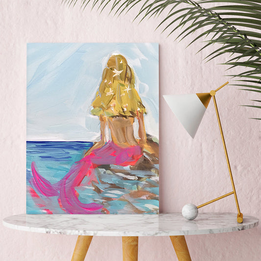 Mermaid In the Sea - Blonde Canvas Wall Art